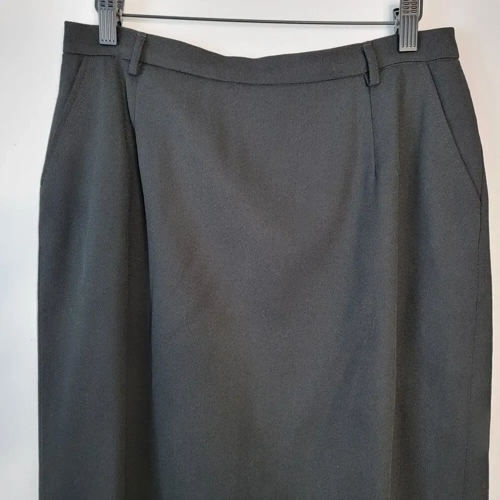 Pendleton VTG Black Wool Pencil Skirt 12 Made USA Timeless Professional Career